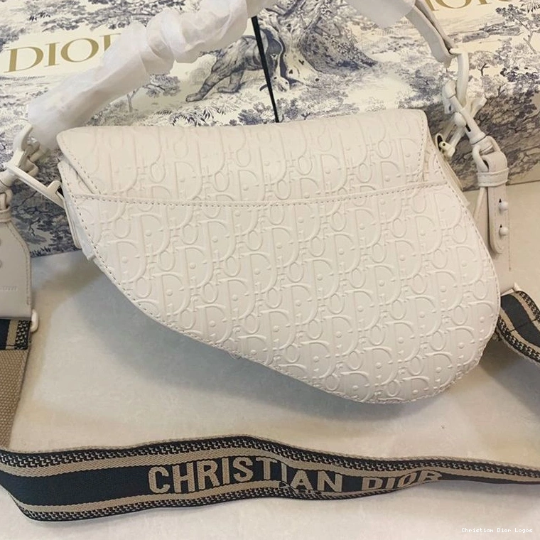 Cheap White Oblique Christian Saddle Calfskin Ultramatte Embossed Dior Bag 0713 Luxury